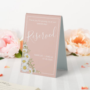Plaque De Table Blush & White Daisies Mariage Réservé