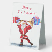 Plaque De Table Bodybuilder Père Noël Funny Christmas Table Sign (Recto)