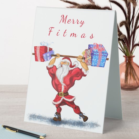 Plaque De Table Bodybuilder Père Noël Funny Christmas Table Sign (En SItu (Tableau))