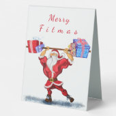 Plaque De Table Bodybuilder Père Noël Funny Christmas Table Sign (Verso)