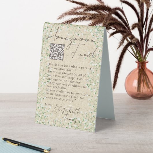Plaque De Table Boho Baby's Breath Flowers Rustic Honeymoon Fund (En SItu (Tableau))