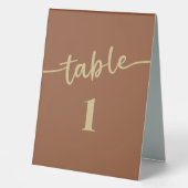 Plaque De Table Boho Brown de script tendance Mariage numéros de t (Recto)