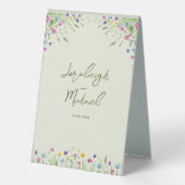 Plaque De Table Boho chic Fleur sauvage Script Mariage Cartes de P (Verso)