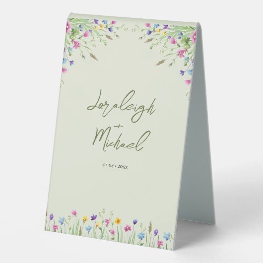 Plaque De Table Boho chic Fleur sauvage Script Mariage Cartes de P (Verso)