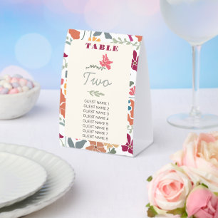 Plaque De Table Boho Chic Floral Mariage Rétro Milieu de Siècle
