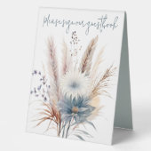 Plaque De Table Boho d'hiver Mariage Floral | BLANCHE (Recto)