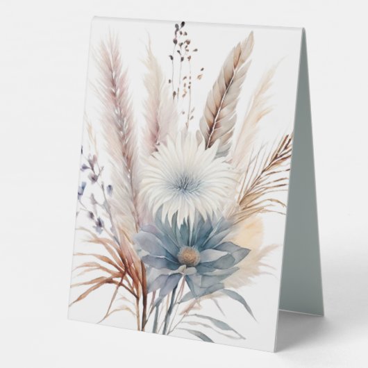 Plaque De Table Boho d'hiver Mariage Floral | BLANCHE (Verso)
