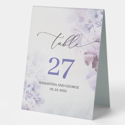 Plaque De Table Boho doux pastel violet violet violet fleur de pri (Recto)