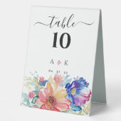 Plaque De Table Boho Fleurs vibrantes Numéro de tableau Panneau de (Recto)