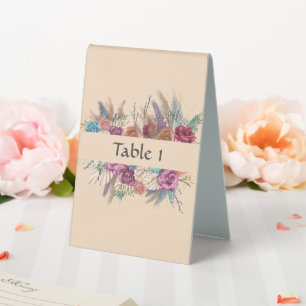 Plaque De Table Boho Floral Elegant Crème Mariage Panneau de table
