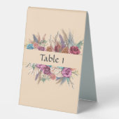 Plaque De Table Boho Floral Elegant Crème Mariage Panneau de table (Recto)