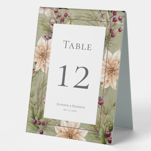 Plaque De Table Boho Hiver Végétation Boughs Vert Sage (Recto)