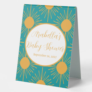Plaque De Table Boho Little Ray of Sun Baby shower Turquoise