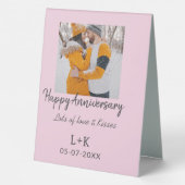 Plaque De Table Boho moderne heureux anniversaire ajouter nom date (Verso)