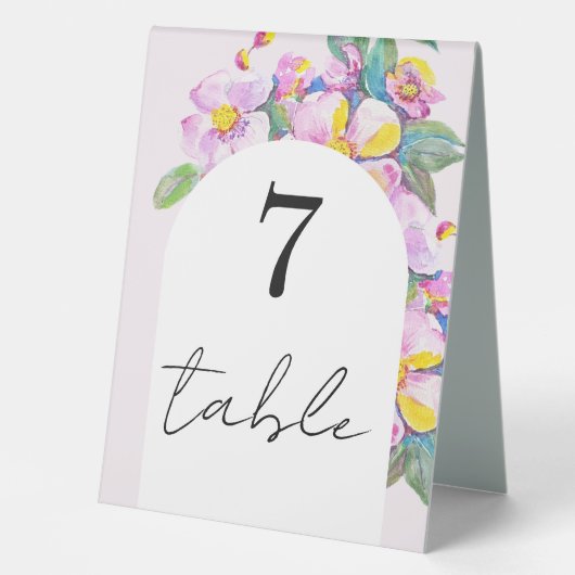 Plaque De Table Boho rose Floral Aquarelle moderne (Recto)