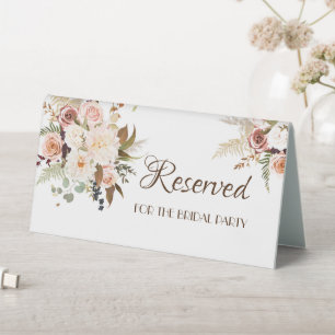 Plaque De Table Boho Soft Colored Rose/Fleurs Blanches Réservé
