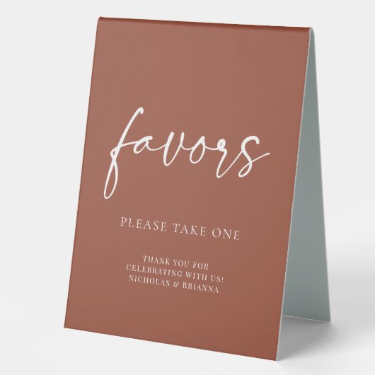 Plaque De Table Boho Terracotta Brûlé Orange Mariage Faveurs (Recto)