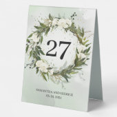 Plaque De Table Boho verdure feuillage olivier couronne roses blan (Verso)