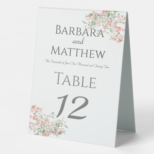 Plaque De Table Boho vert et rose botanique (Verso)