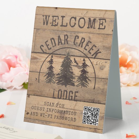 Plaque De Table Bois rustique arbres Bienvenue QR Code (In SItu (Mariage))