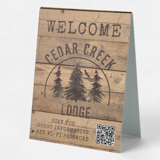 Plaque De Table Bois rustique arbres Bienvenue QR Code (Verso)