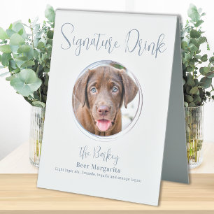 Plaque De Table Boisson Signature Moderne Mariage Chien Poussiéreu