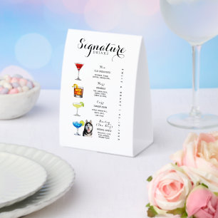 Plaque De Table Boissons de signature de mariage His Hers Ours et