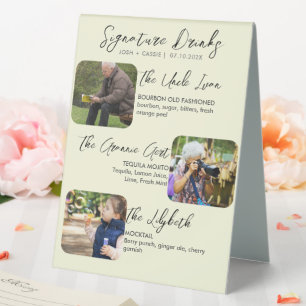 Plaque De Table Boissons de signature moderne Trois Mariages photo