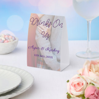 Plaque De Table Boissons offertes bar ouvert photo de mariage coup