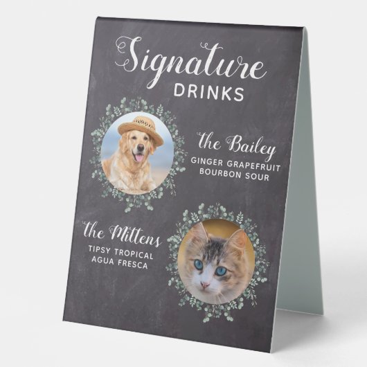 Plaque De Table Boissons Rustiques Signature Animaux Mariages Pers (Recto)