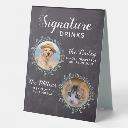 Plaque De Table Boissons Rustiques Signature Animaux Mariages Pers (Verso)