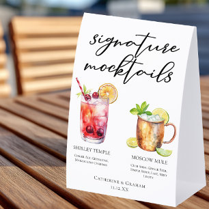 Plaque De Table Boissons Signature Mocktails Menu de mariage d'été
