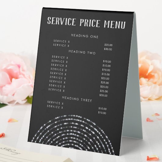 Plaque De Table Bokeh Snowflake Elegant Service Menu Prix (In SItu (Mariage))