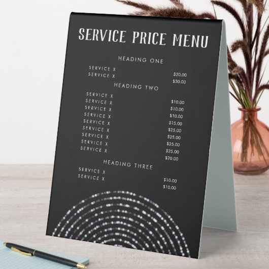 Plaque De Table Bokeh Snowflake Elegant Service Menu Prix (En SItu (Tableau))