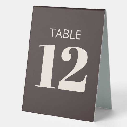 Plaque De Table Bold Basic Brown Modern Reception Table Number (Recto)