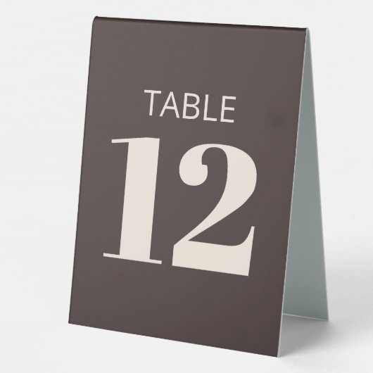 Plaque De Table Bold Basic Brown Modern Reception Table Number (Verso)