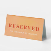 Plaque De Table Bold Modern Chic Orange Sunset Wedding Reserved (Recto)