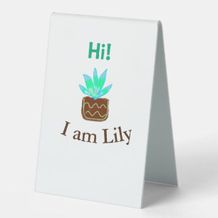 Plaque De Table Bonjour Je suis Lily cactus succulent ajouter nom