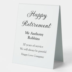 Plaque De Table Bonne retraite ajouter le nom années de service à