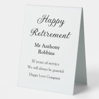 Plaque De Table Bonne retraite ajouter le nom années de service à 