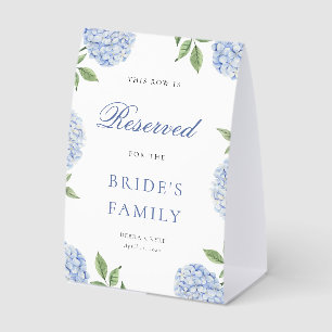 Plaque De Table Bordure de mariage classique avec hortensias bleus