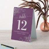 Plaque De Table Boucles d'argent Plum Purple Mariage Numéro de tab (En SItu (Tableau))