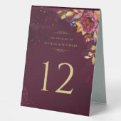 Plaque De Table Bouquet d'automne d'aquarelle Bourgogne Élégant ma (Recto)