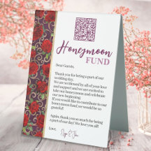 Bourgogne et or Red Roses QR Code Honeymoon Fund
