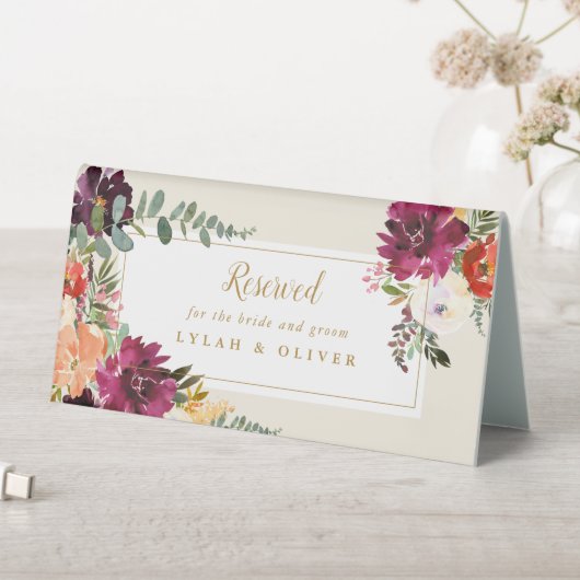 Plaque De Table Bourgogne florale romantique + Mariée de Pêche & S (En SItu (Tableau))