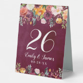 Plaque De Table Bourgogne Rustique Automne Floral Mariage Monogram (Verso)