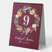 Plaque De Table Bourgogne Rustique Automne Floral Mariage Monogram (Recto)