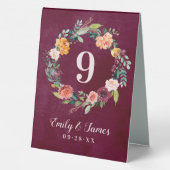 Plaque De Table Bourgogne Rustique Automne Floral Mariage Monogram (Verso)