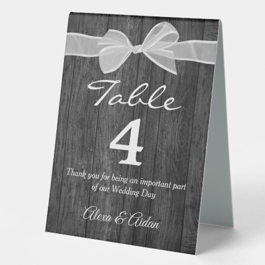 Plaque De Table Bow Blanc Sur Bois De Grange (Recto)