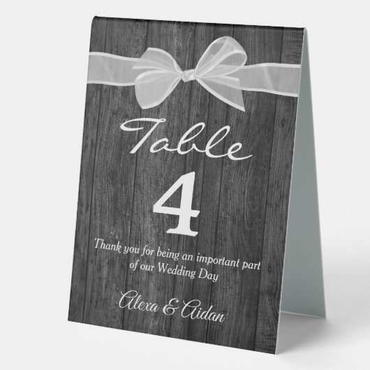 Plaque De Table Bow Blanc Sur Bois De Grange (Verso)